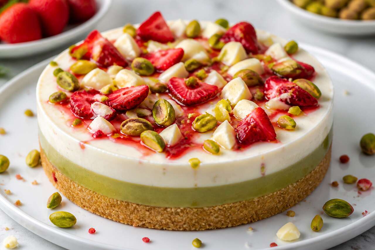 Recette d'entremets fraises et pistache