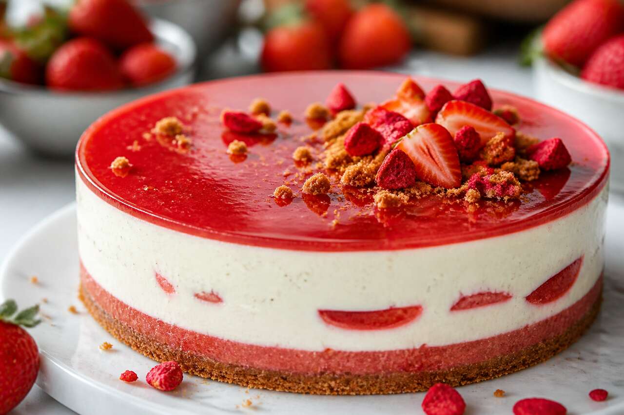 Recette d'entremets aux fraises et à la vanille