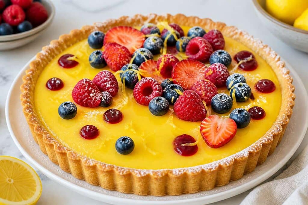 Recette de tarte au citron et fruits rouges