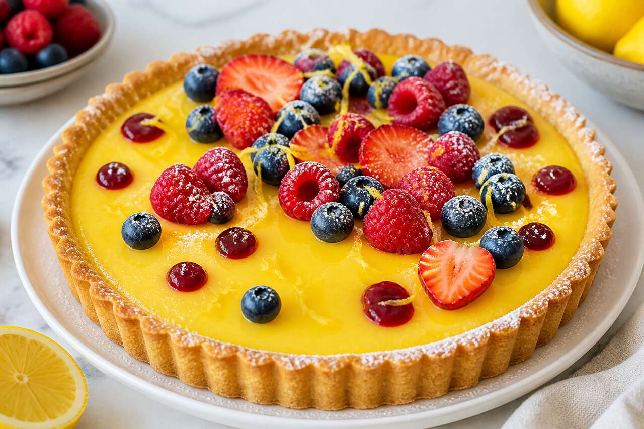 Recette de tarte au citron et fruits rouges