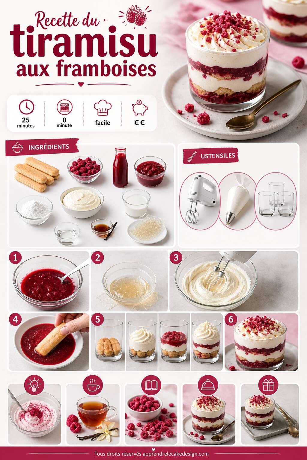 Fiche recette Recette du tiramisu aux framboises