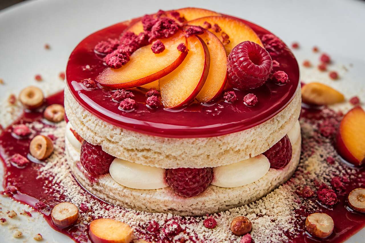 Recette de dacquoises aux framboises et nectarines