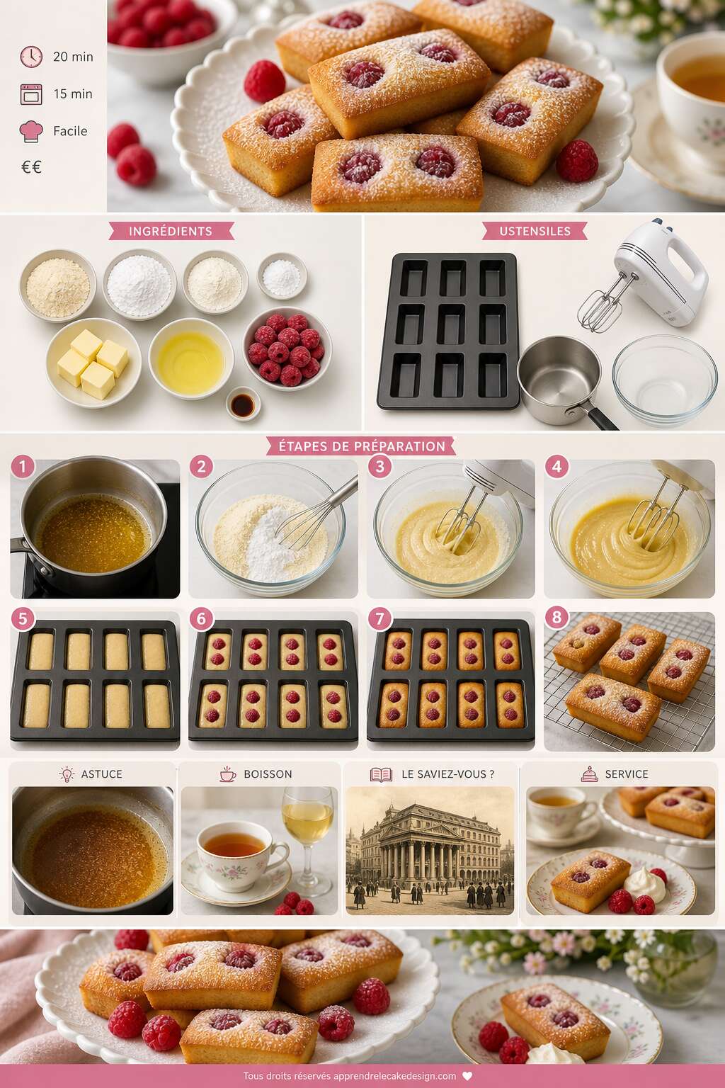 Fiche recette Recette de financiers aux framboises moelleux et fondants Fiche recette Recette de financiers aux framboises moelleux et fondants