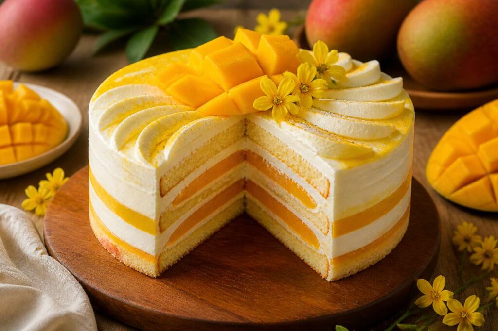 Recette du layer cake vanille et mangue
