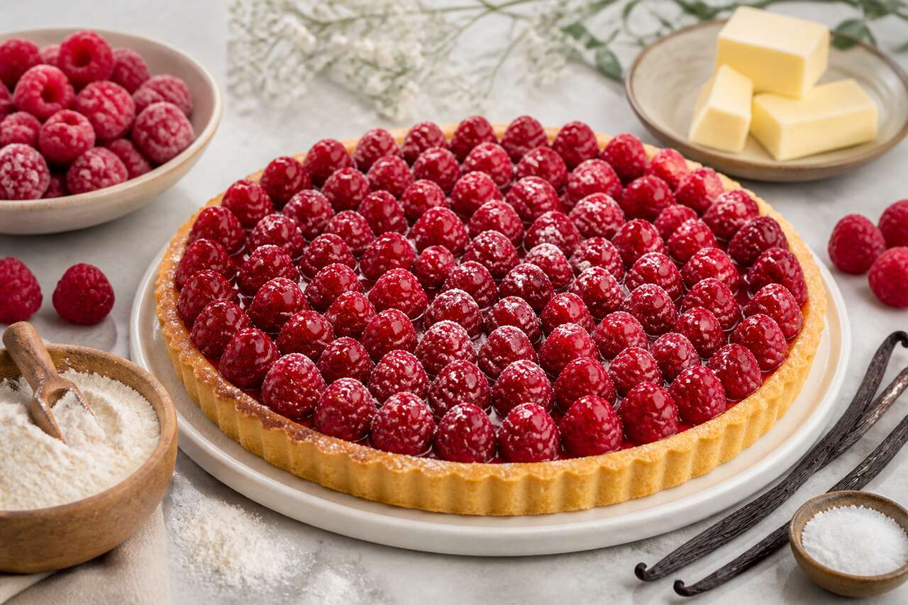 Recette de tarte aux framboises