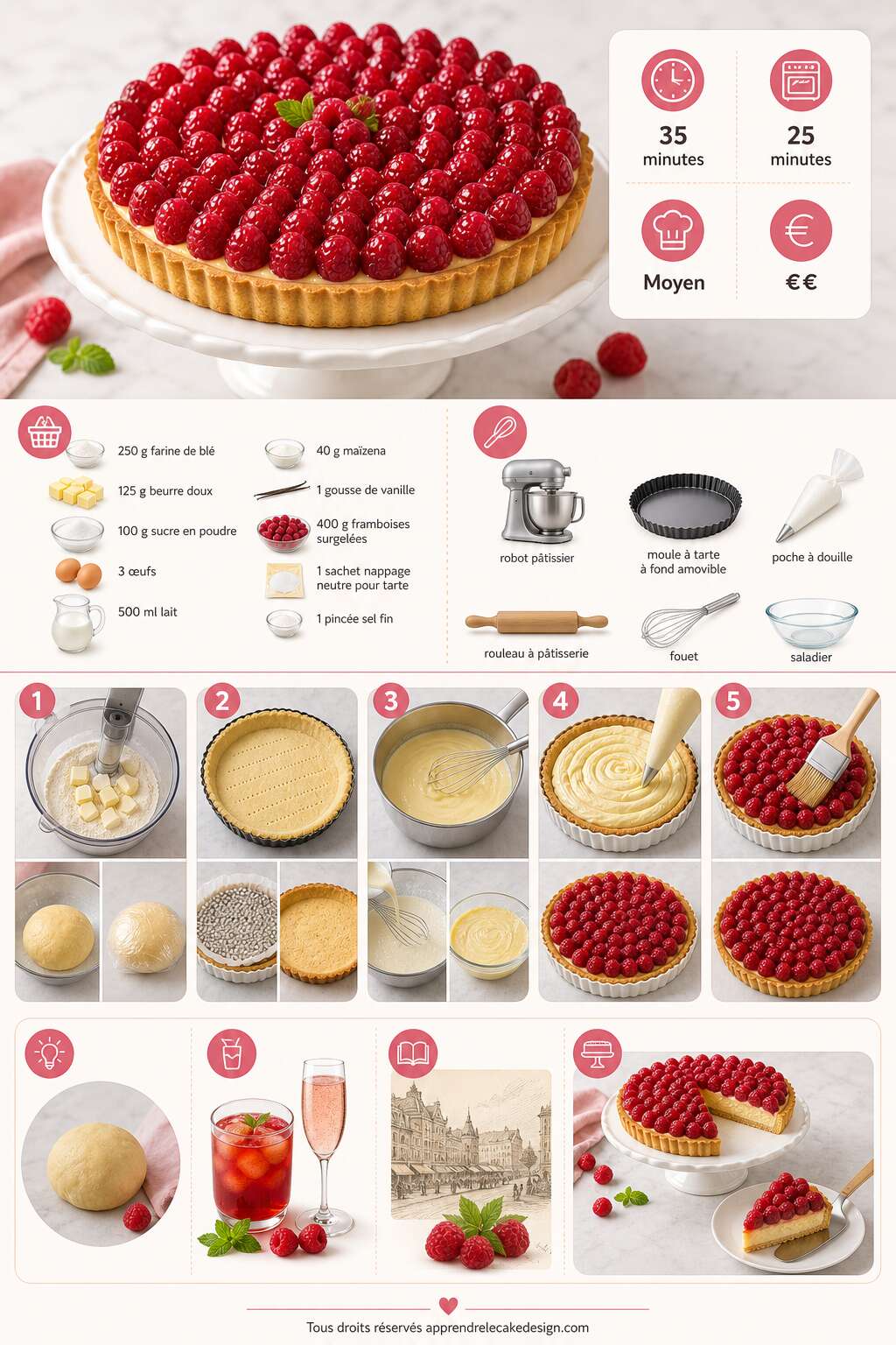 Fiche recette Recette de tarte aux framboises Fiche recette Recette de tarte aux framboises