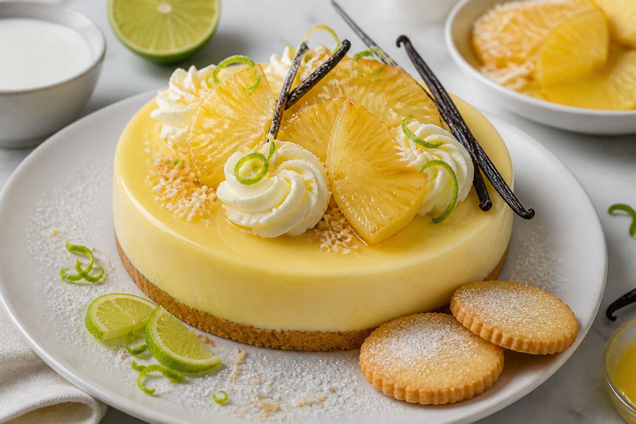 Recette d'entremets exotique ananas, vanille et citron vert