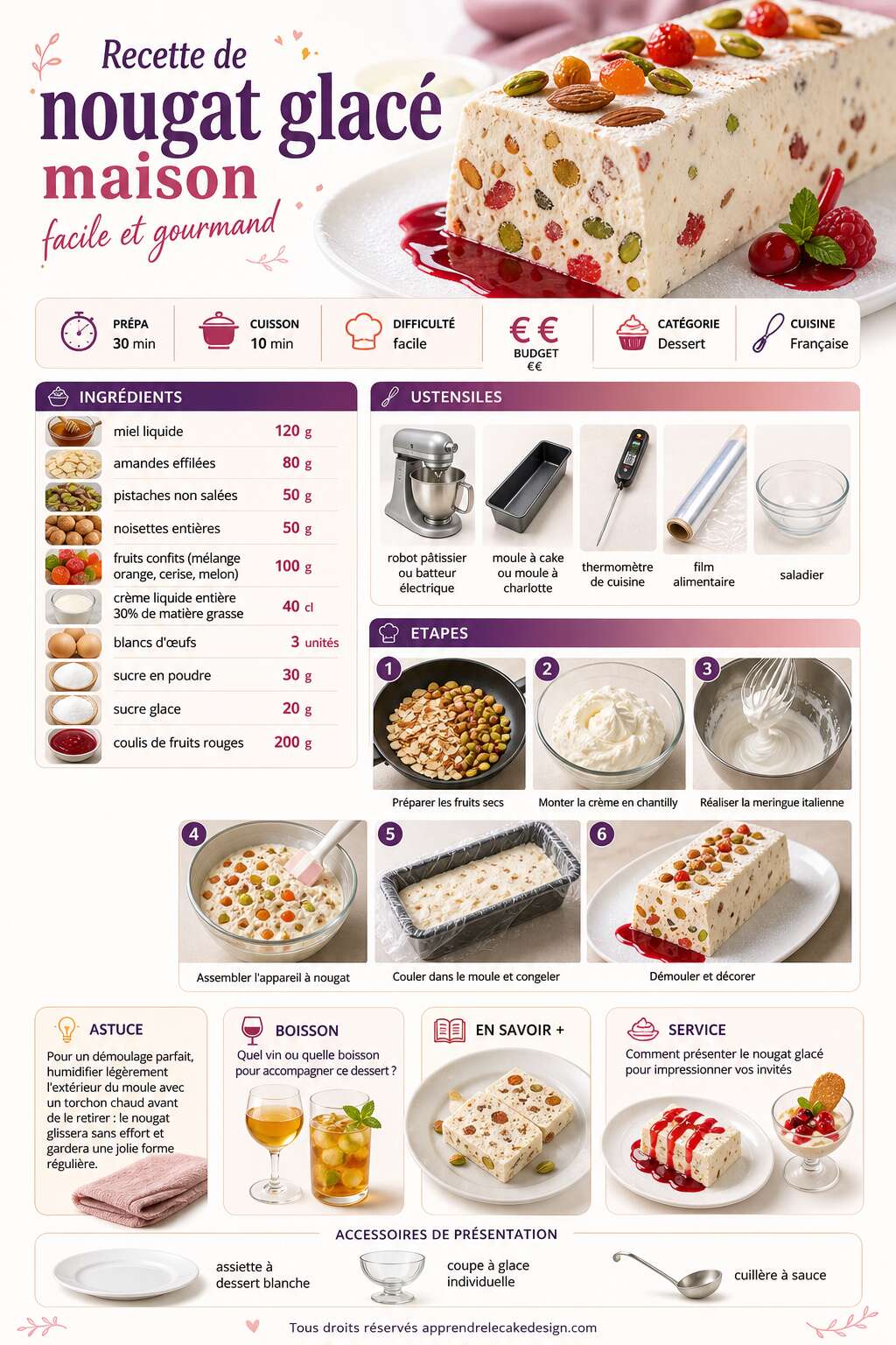 Fiche recette Recette de nougat glac&eacute; maison facile et gourmand