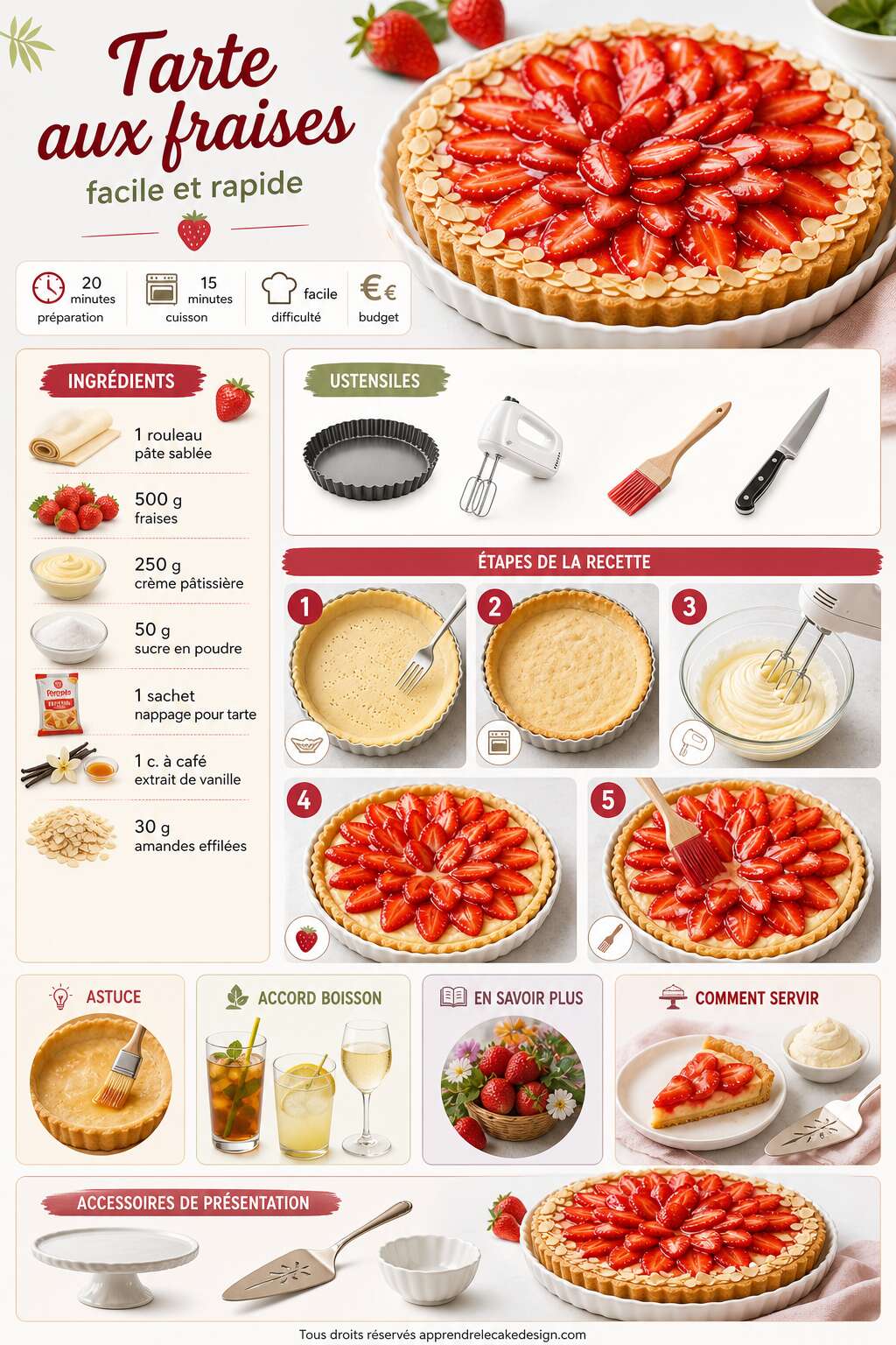 Fiche recette Recette de tarte aux fraises facile et rapide Fiche recette Recette de tarte aux fraises facile et rapide