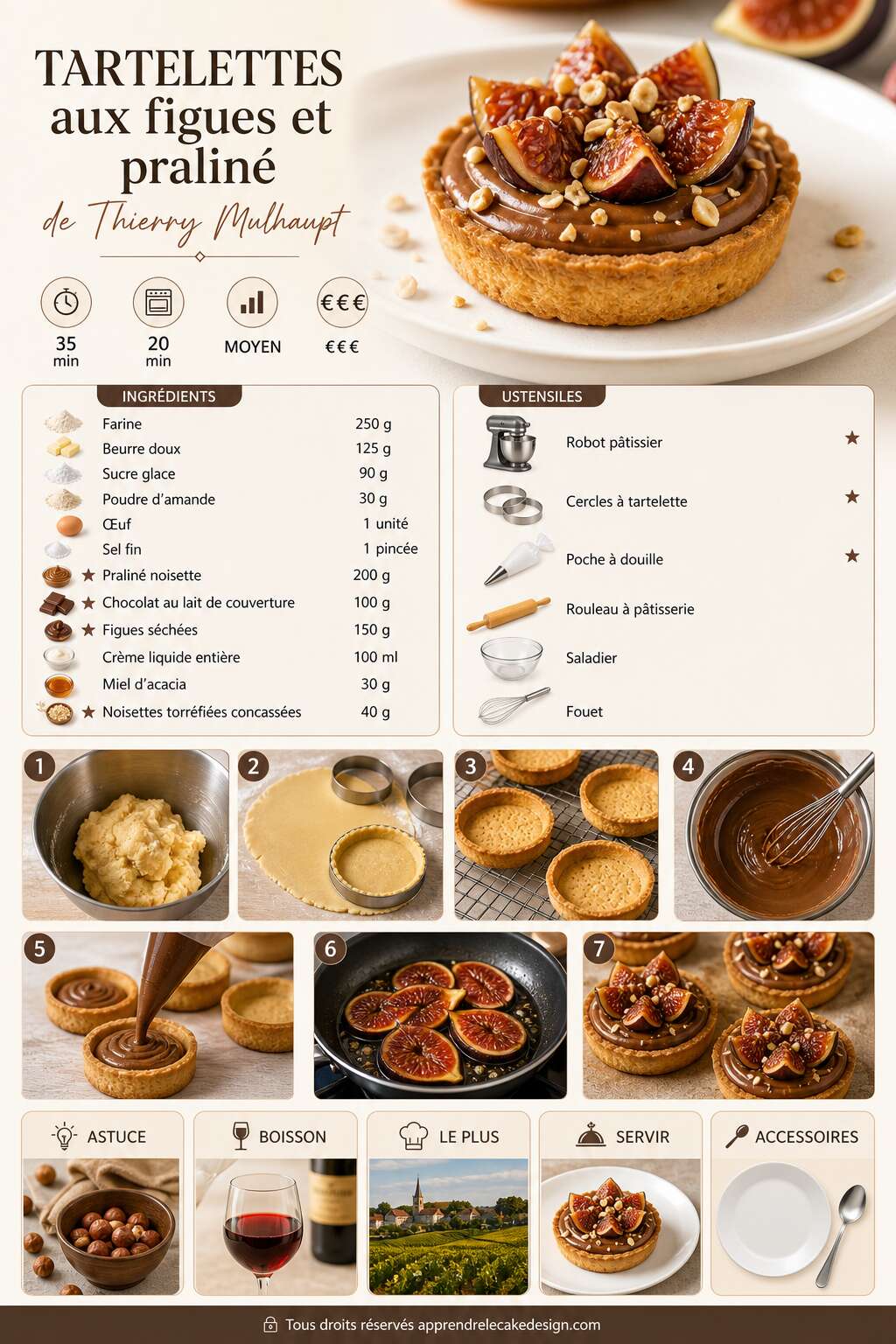 Fiche recette Tartelettes aux figues et praliné de Thierry Mulhaupt Fiche recette Tartelettes aux figues et praliné de Thierry Mulhaupt