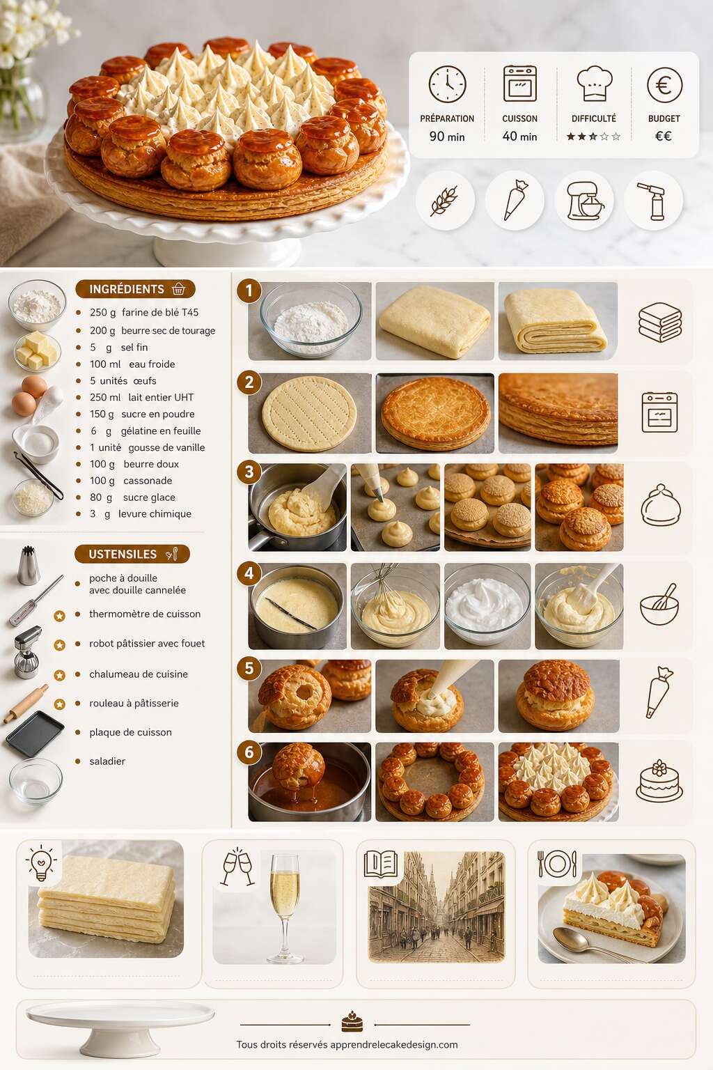 Fiche recette Tarte Saint-Honoré : maîtriser le classique français Fiche recette Tarte Saint-Honoré : maîtriser le classique français