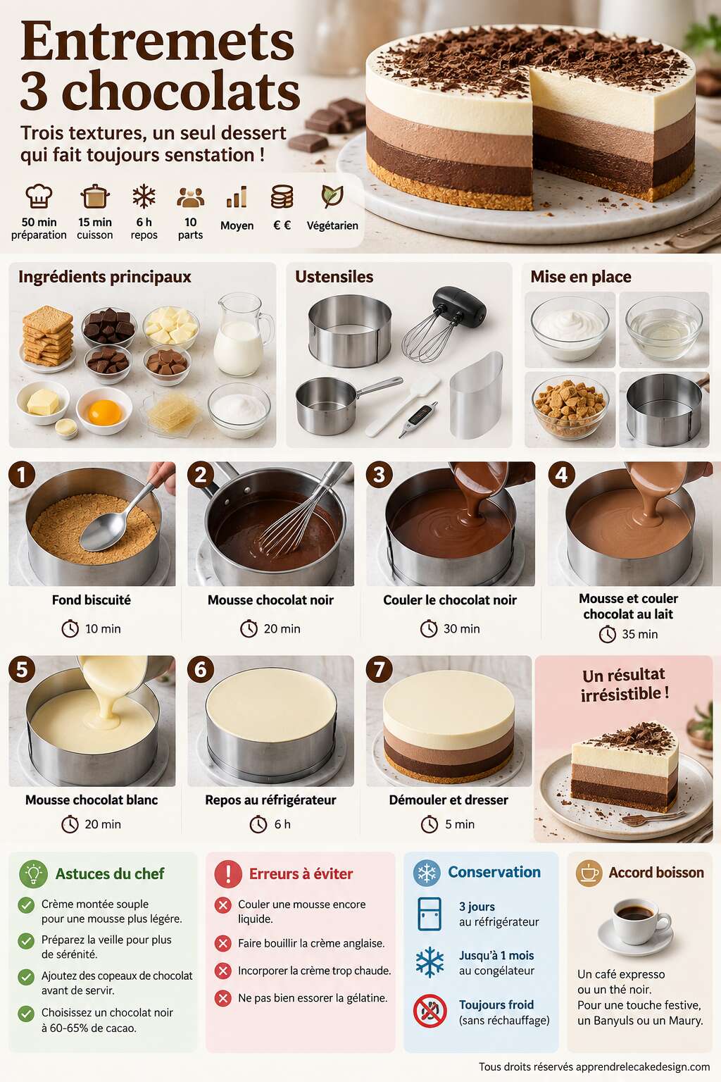 Fiche recette Recette d'entremets 3 chocolats Fiche recette Recette d'entremets 3 chocolats