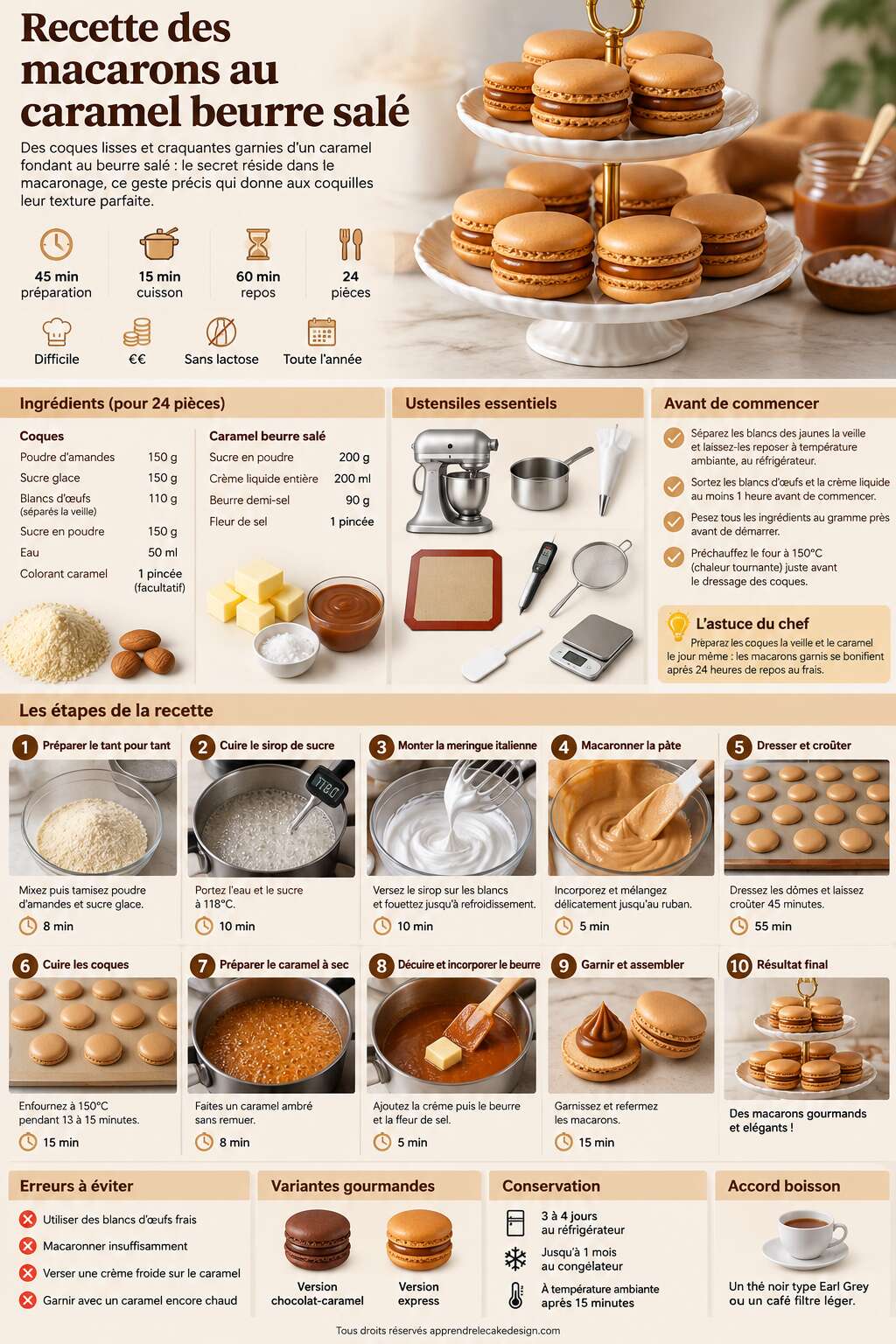 Fiche recette Recette des macarons au caramel beurre sal&eacute;