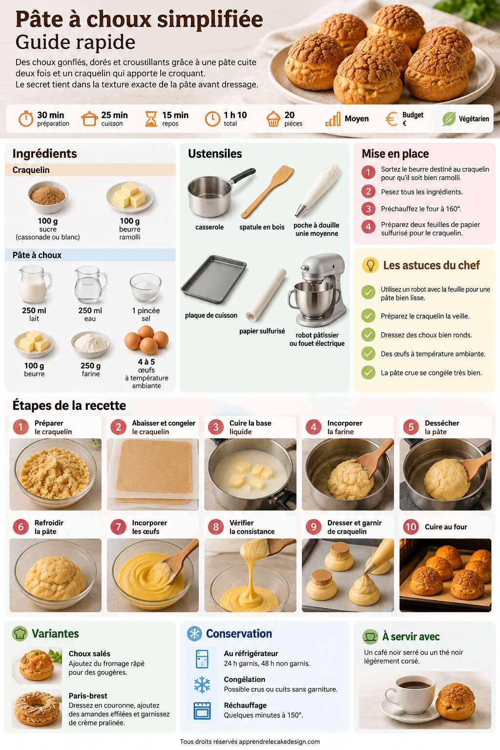 Fiche recette Pâte à choux simplifiée : guide rapide Fiche recette Pâte à choux simplifiée : guide rapide