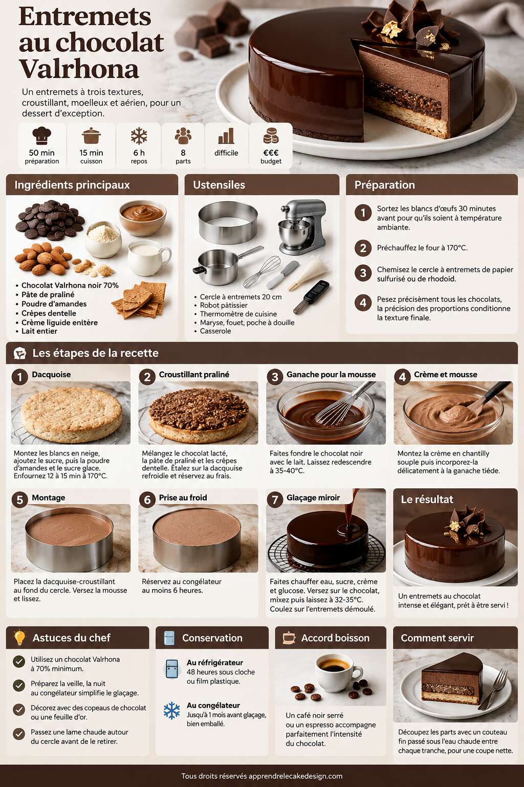 Fiche recette Recette d'entremets au chocolat Valrhona