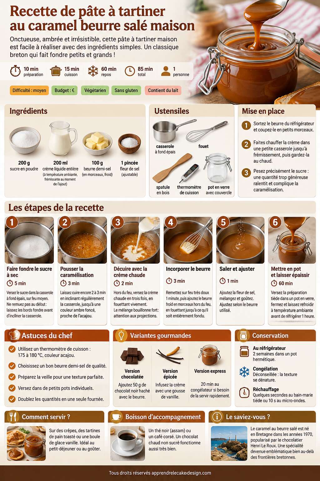 Fiche recette Recette de pâte à tartiner au caramel beurre salé maison Fiche recette Recette de pâte à tartiner au caramel beurre salé maison