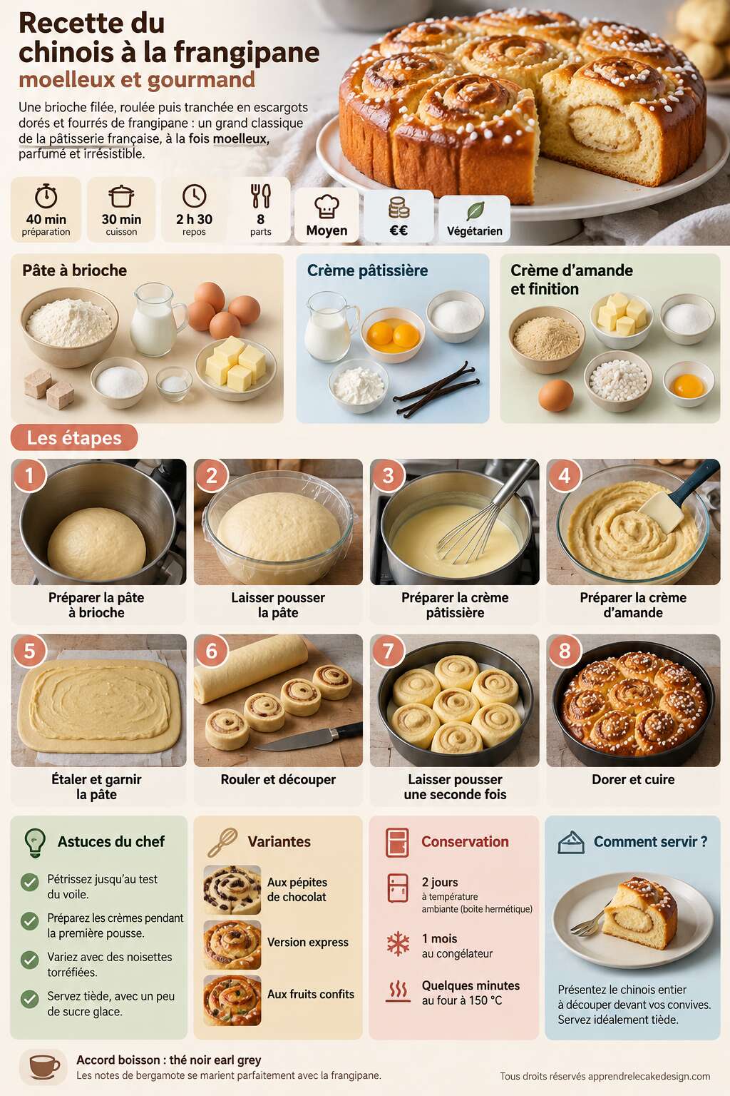 Fiche recette Recette du chinois à la frangipane moelleux et gourmand Fiche recette Recette du chinois à la frangipane moelleux et gourmand