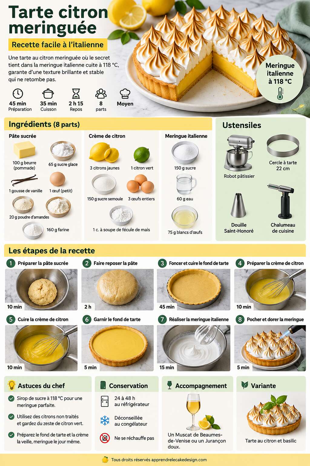 Fiche recette Tarte citron meringu&eacute;e : recette facile &agrave; l'italienne